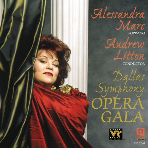 "CD cover featuring a woman in red draped behind a curtain."