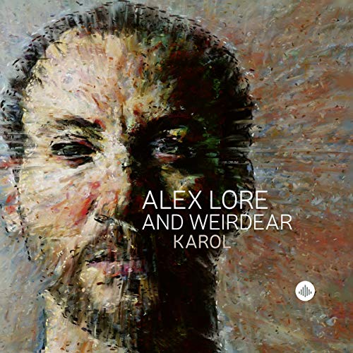 "Album cover featuring an abstract painting of a man's face with text overlay."