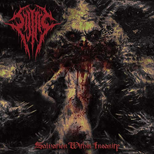 Dark, disturbing album cover featuring a monstrous, bloodied figure.