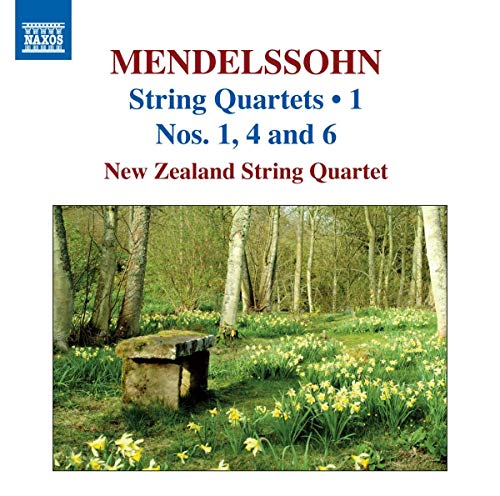 CD cover: forest scene with daffodils, text “Mendelssohn” and “New Zealand String Quartet”.
