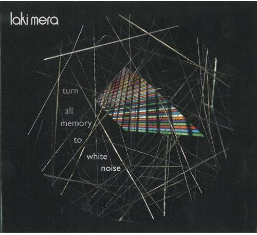 "Laki Mera CD cover with abstract geometric design and white text on black background."