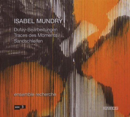 "Album cover with abstract orange and black design, white text, and logos."