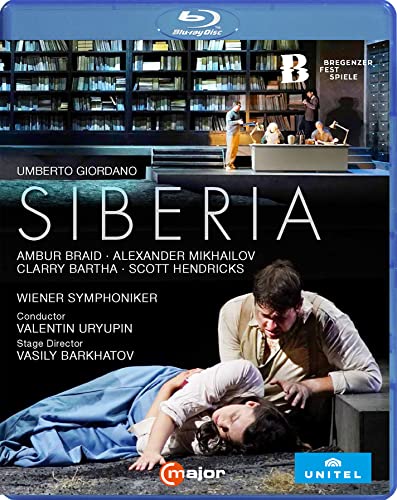 Blu-ray cover for opera "Siberia" featuring performers in dramatic poses.