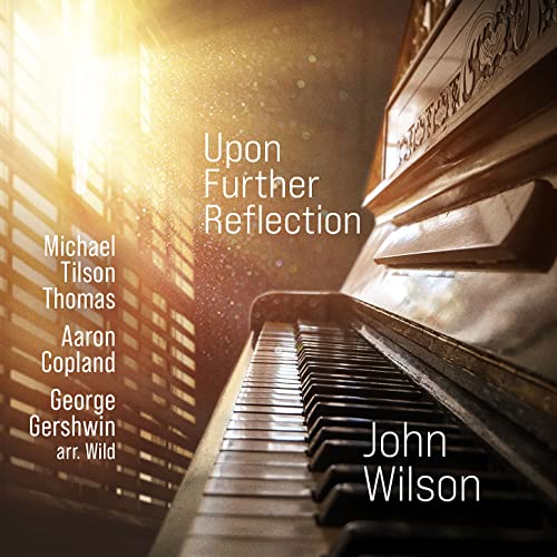 CD cover: piano keys, text listing composers Wilson, Tilson Thomas, Copland, Gershwin.