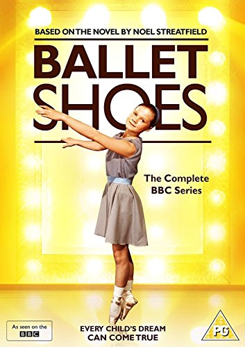"Ballet Shoes" DVD cover featuring a young girl dancing on a yellow stage.