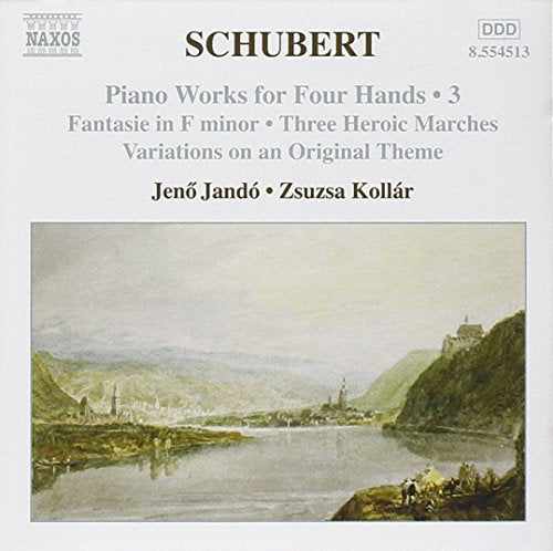 CD cover for Schubert piano works featuring a landscape painting.