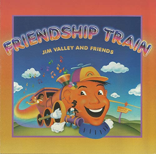 CD cover for "Friendship Train" by Jim Valley, featuring a cartoon train.