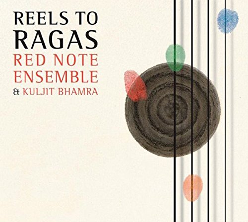 A CD cover with a beige background, black strings, and a brown circular object.
