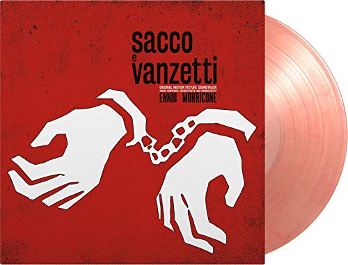 Red album cover with white handcuffed hands and "Sacco e Vanzetti" title.
