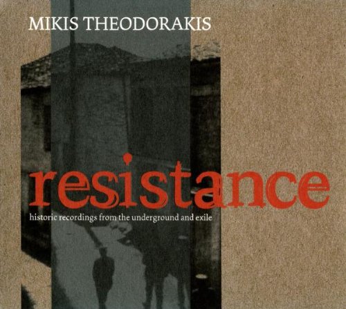 CD cover for "Resistance" by Mikis Theodorakis, featuring a shadowy figure.