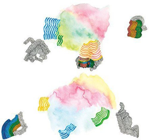 Abstract watercolor and sketched animal shapes on a white background.