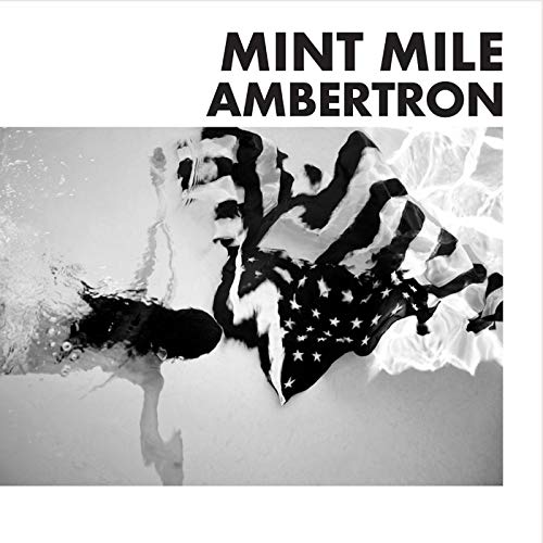 Black and white album cover with swimmer and American flag imagery.