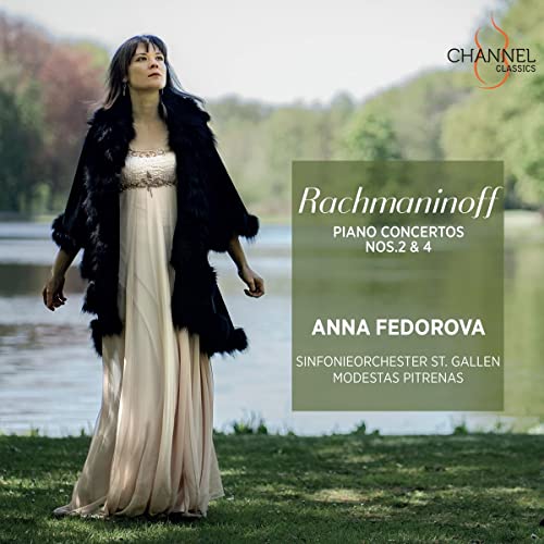 Anna Fedorova album cover for Rachmaninoff piano concertos, classical music.