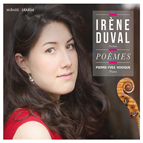 CD cover featuring violinist Irène Duval and a violin scroll.