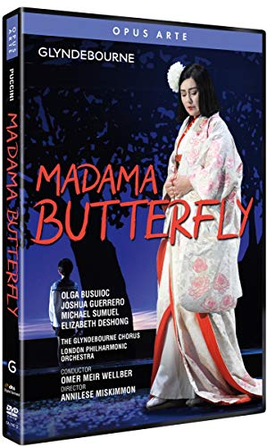 DVD case for "Madama Butterfly" featuring a woman in a white kimono.