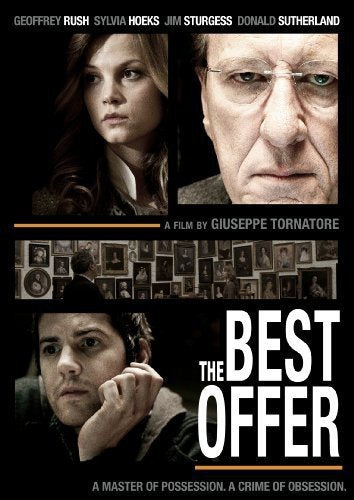 Movie poster for "The Best Offer" featuring portraits of actors.