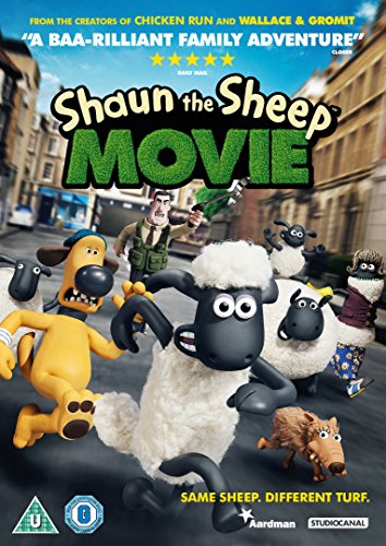 DVD cover for "Shaun the Sheep Movie" featuring clay animation characters.