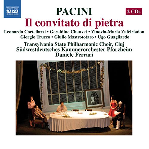 CD cover for Pacini’s opera “Il Convitato di Pietra” with stage scene.
