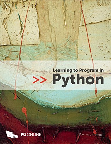 The image is a textbook cover with an abstract background and text overlay. Alt text: "Textbook cover with abstract background and 'Learning to Program in Python' text."