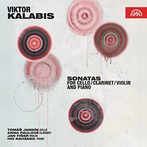 "Album cover with abstract red and green circles on a white background."