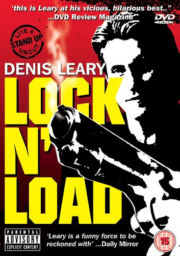 "DVD cover featuring Denis Leary holding a gun, with red and black background."