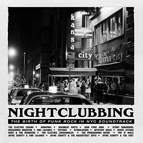 CD cover for "Nightclubbing" soundtrack, black and white street scene.