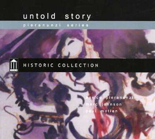 "Jazz album cover with abstract painting, text 'untold story' and artist names."