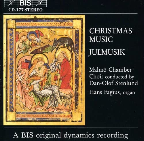 CD cover featuring medieval-style illuminated painting of Nativity scene.