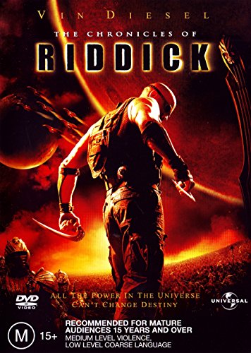 DVD cover featuring Vin Diesel holding blades against a fiery, dark science fiction background.