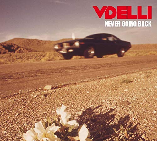 CD cover: car on a desert road, with white flowers foreground.