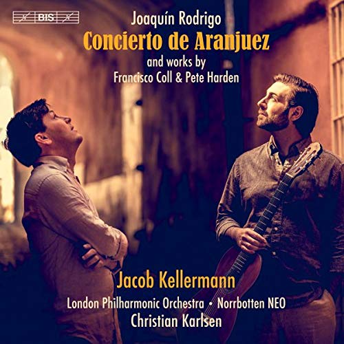 CD cover: Two men looking upwards, guitar, Rodrigo’s “Concierto de Aranjuez.”