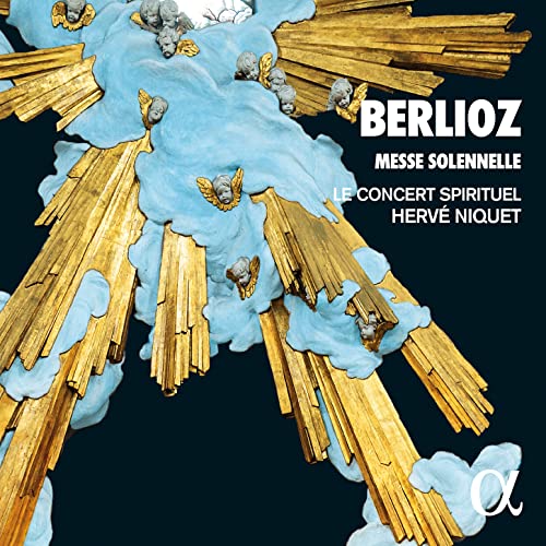 CD cover: Angels among golden rays and blue clouds, text “Berlioz”.