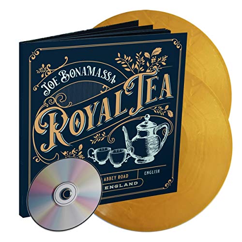 Joe Bonamassa “Royal Tea” artbook, gold vinyl record, and CD.