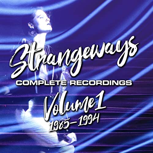 Strangeways album cover featuring a portrait and blue, purple gradients.