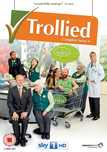 DVD cover for "Trollied: The Complete Series 4" featuring a group of supermarket staff.