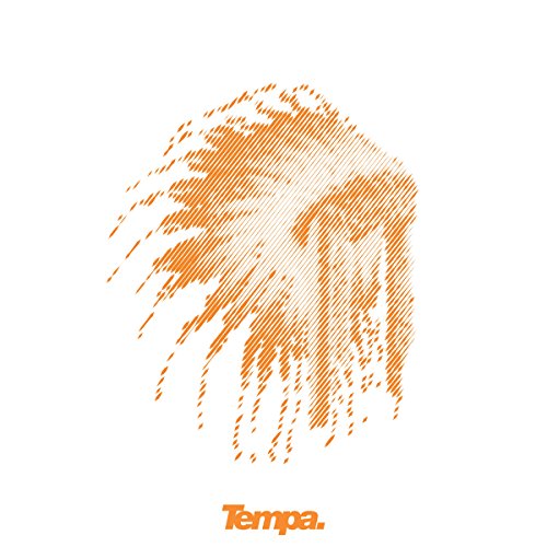 The image depicts a vinyl record cover with an orange abstract design and the word "Tempa" below it. For accessibility purposes, a suitable alt text could be: "Orange abstract vinyl record cover with 'Tempa' written below."