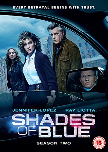 "Shades of Blue Season 2 DVD cover featuring three actors outside a car."