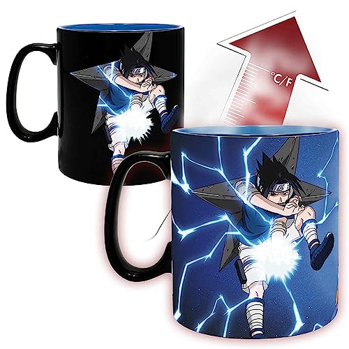 Abysse Corp Naruto & Sasuke Thermal Effect Mug Black Printed 100% Ceramic 16oz