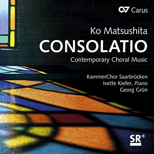 "CD cover with stained glass pattern and white text on dark background."
