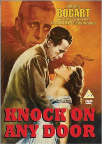 Movie poster for "Knock On Any Door" featuring Humphrey Bogart and a couple.