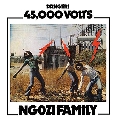 Vinyl album cover: Ngozi Family, people near power lines with lightning.