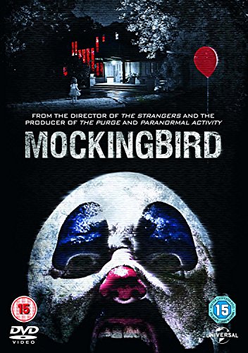 DVD cover for horror film "Mockingbird" featuring a clown and house.