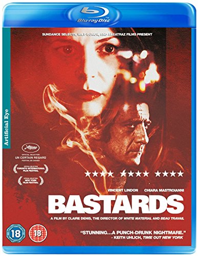 Blu-ray cover for "Bastards" featuring a distressed face and fiery background.