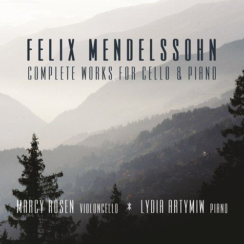 CD cover with misty mountains and text "Felix Mendelssohn: Complete Works for Cello & Piano".