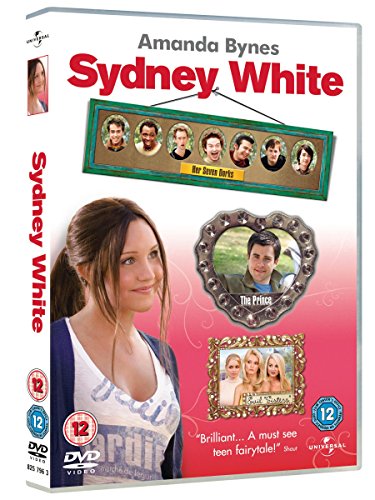 Sydney White" DVD cover featuring Amanda Bynes and framed character portraits.