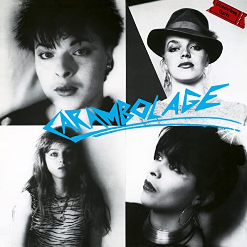 Carambolage album cover: Four black and white portraits of women.