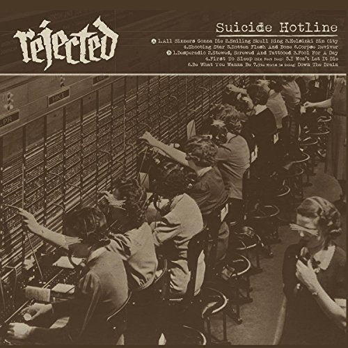 CD cover for "Rejected - Suicide Hotline" with vintage switchboard image.