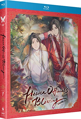 Blu-ray case for āHeaven Officialās Blessingā Season 1, featuring two illustrated men.