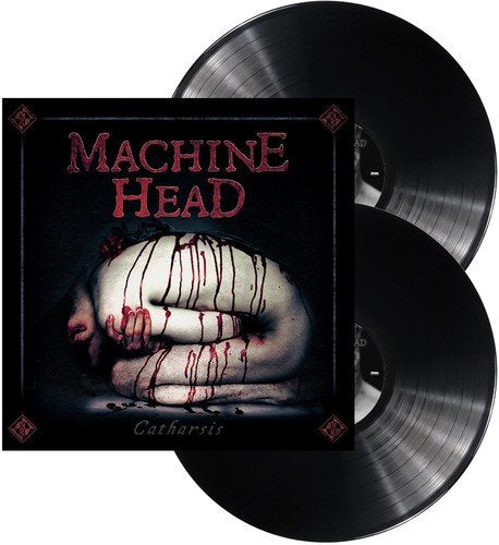 "Double vinyl record set with 'Machine Head - Catharsis' album cover featuring a bloody figure."