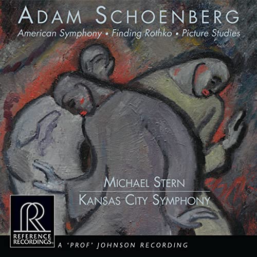 CD cover featuring abstract figures in muted tones, text naming composers and orchestra.